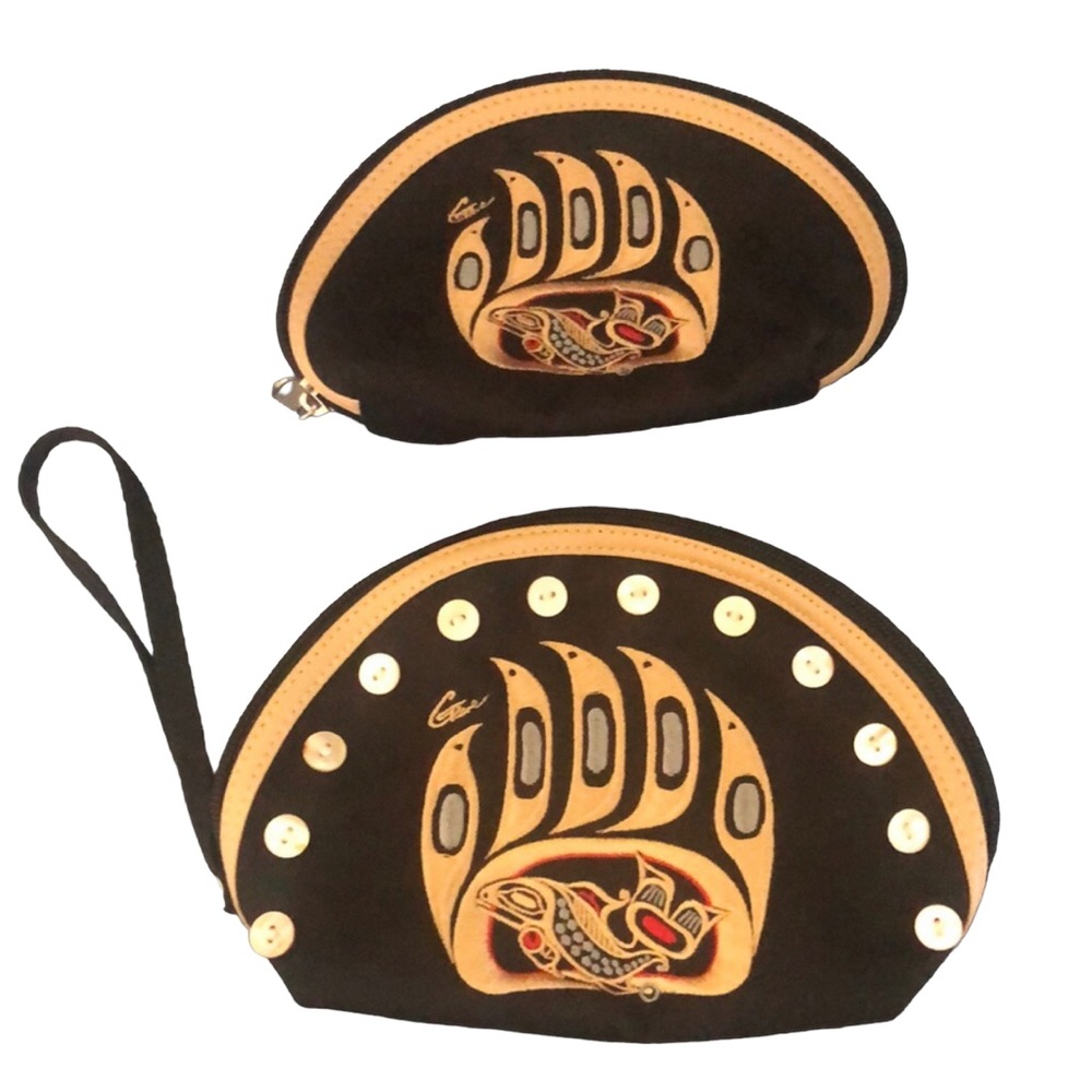 Goldentop Canada First Nations Bear Paw Clutch and Coin Purse Makeup Bag
